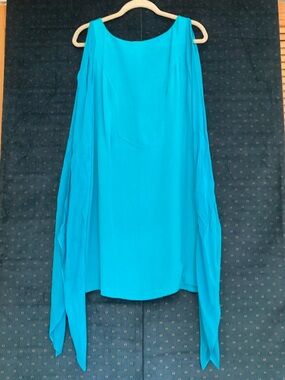Patricia Field Shift-Style Silk Mini Dress With Dramatic Sleeves Size 10